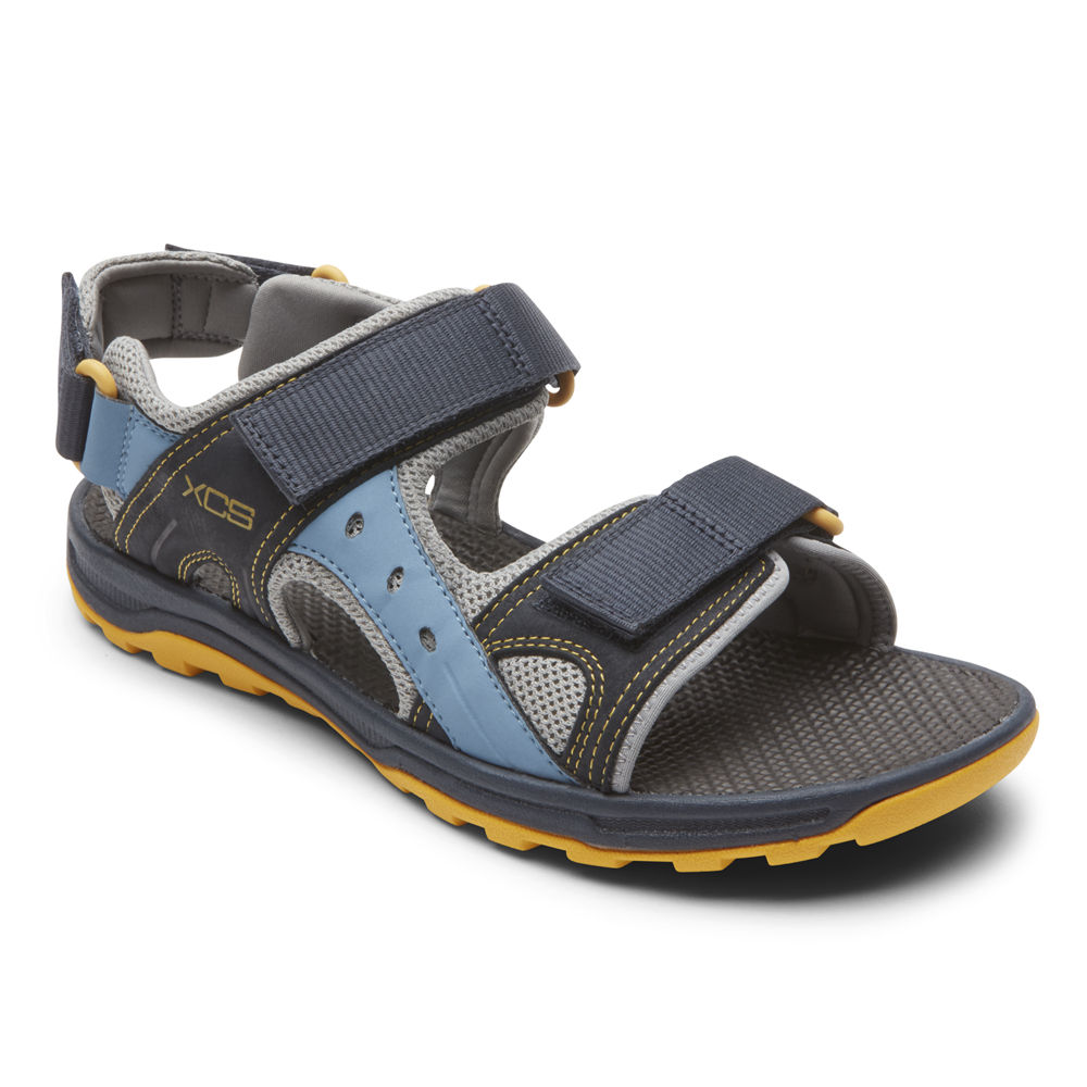 Rockport Singapore Mens Sandals - Trail Technique Adjustable Velcro Blue - NS2914658